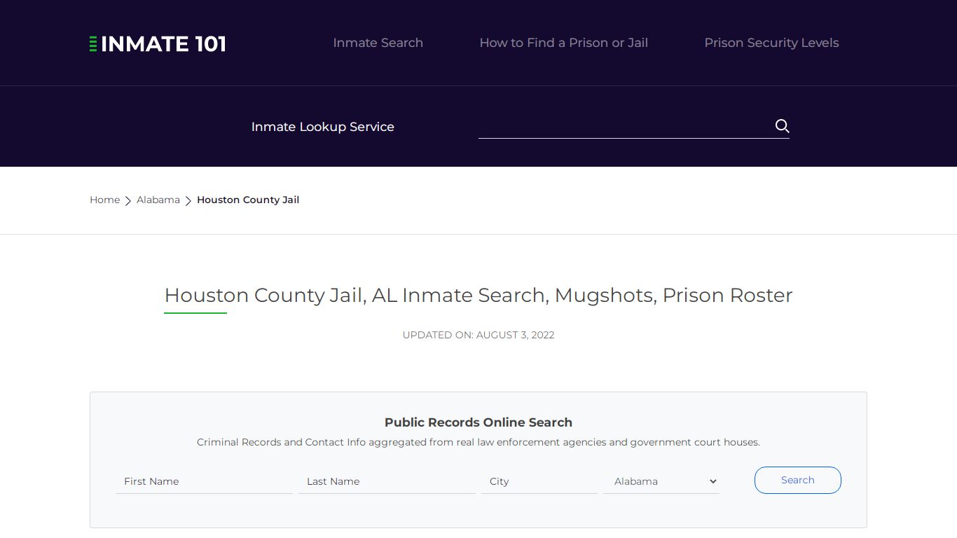 Houston County Jail, AL Inmate Search, Mugshots, Prison ...